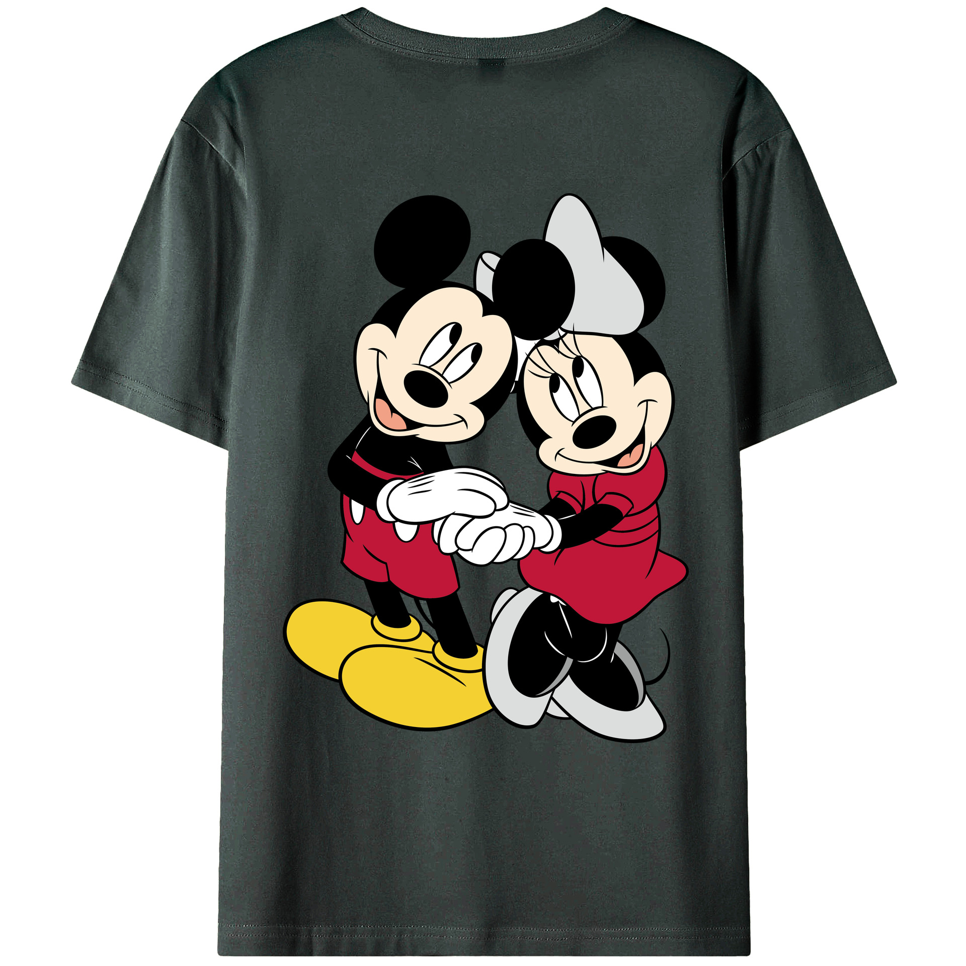 ミッキーマウス Mickey Mouse 綿100％ メンズ半袖Tシャツ（バックプリント） 通気性